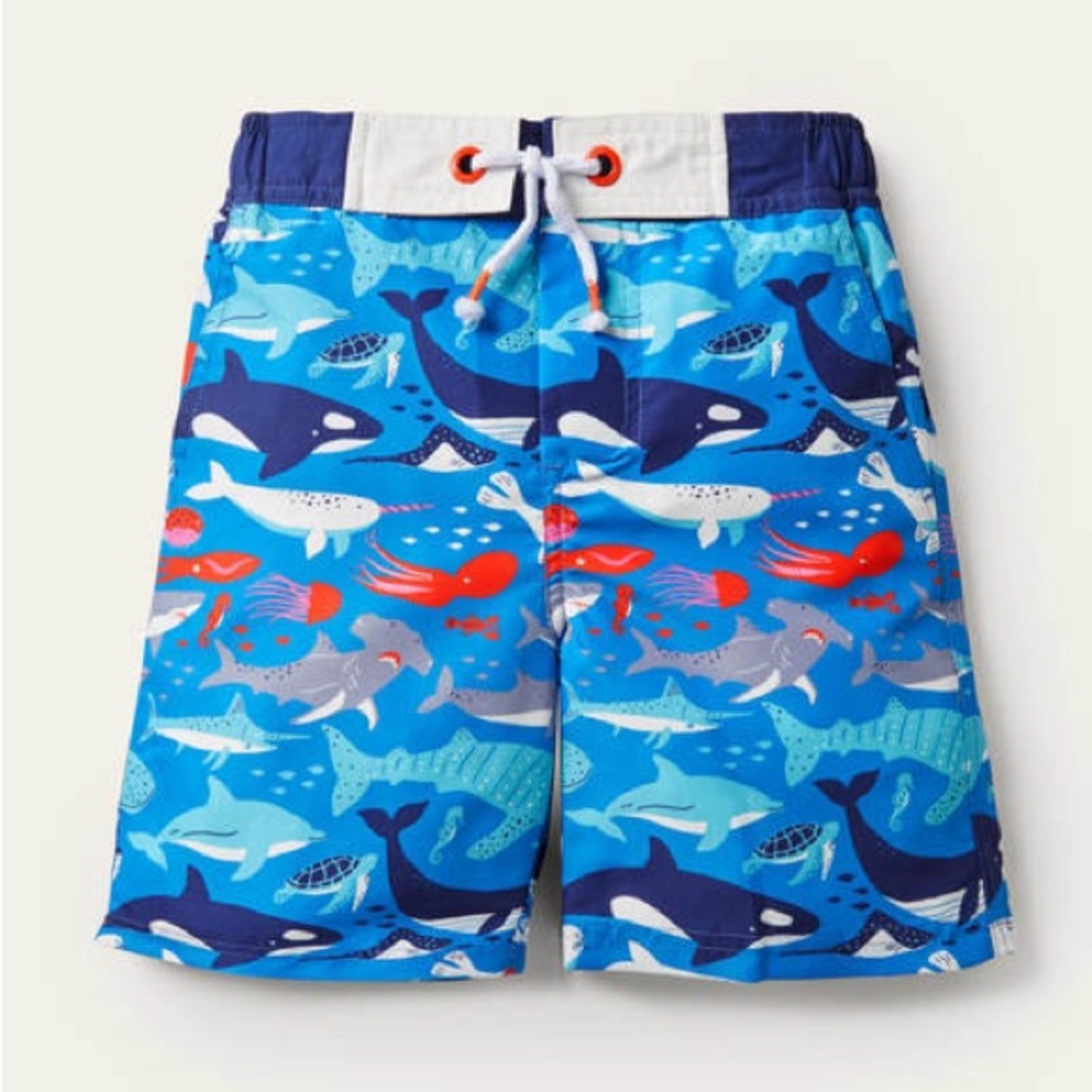 Boden Boys Under the Sea‎ Whale Shark Printed Board Short Swim Trunks Size 13-14